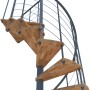 Minka Spindeltreppe Venezia Smart Buche Grau, Detailansicht der Holzstufen und des grauen Geländers.
