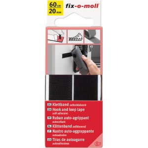 Fix-o-moll Klettband, selbstklebend, schwarz, 60cm – vielseitig einsetzbar.