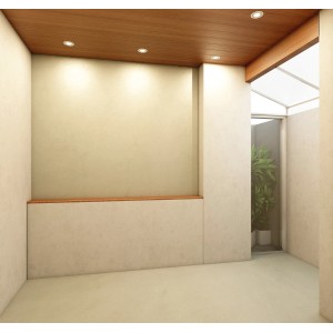 Silberner Näve LED-Einbauspot Miro (6,5x8,5x8,5 cm) in Feuchtraum-Umgebung.