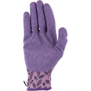 Blackfox Gartenhandschuh Eglantine Gr. 6, rosa mit Pflanzenmuster und Latex-Beschichtung.