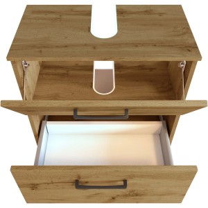Held Möbel Waschbeckenunterschrank Florenz, 60 cm, Wotaneiche mit Schubladen.