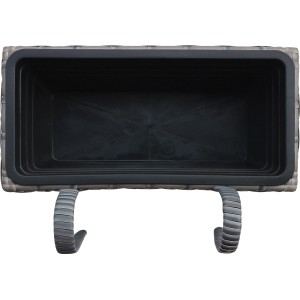 Balkonkasten aus Polyrattan in Anthrazit-Beige, 40x28x22 cm, mit herausnehmbarem Pflanztopf.