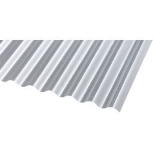 Klare Acryl Profilplatte (C-Struktur 76/18) für Bedachung, 6000x1045 mm.