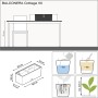 Lechuza Balconera Cottage 50, Graphitschwarz, Schema mit Maßen und Füllmengen.