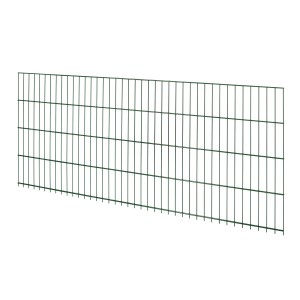Grüne Doppelstabmatte (83x201 cm) für Gartenzaun. Metallzaun zur Grundstückseinzäunung.