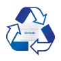 Brita Maxtra+ Wasserfilter Kartuschen 2er Pack vor blauem Recycling Symbol.