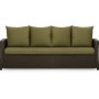Grünes 3-Sitzer Gartensofa mit Kissen-Set für Polyrattan Möbel (170x50x50 cm).