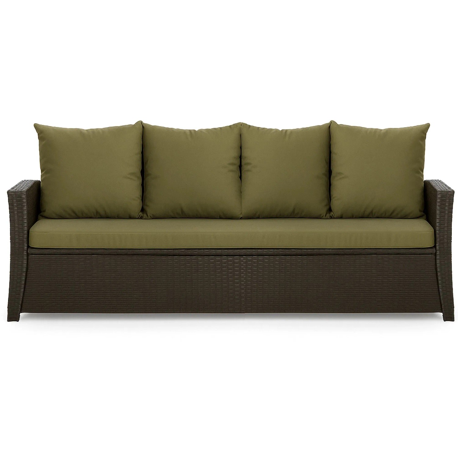 Grünes 3-Sitzer Gartensofa mit Kissen-Set für Polyrattan Möbel (170x50x50 cm).