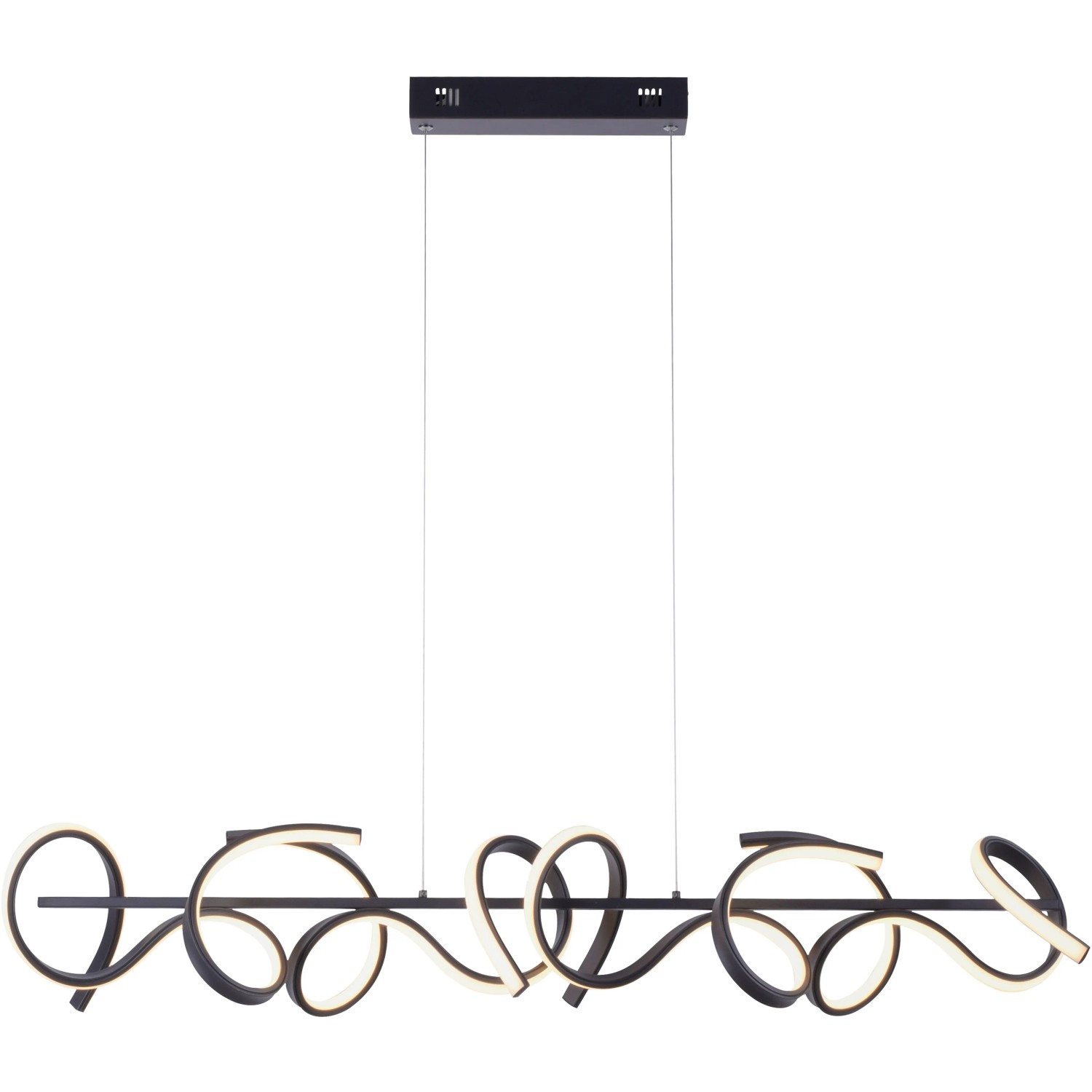 Moderne LED-Pendelleuchte Curls von Just Light, schwarz, 99x21 cm, dimmbar.
