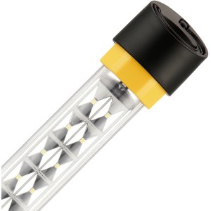 REV Ritter Akku-LED-Handleuchte, 3W, schwarz-gelb, mit Aufhängehaken.