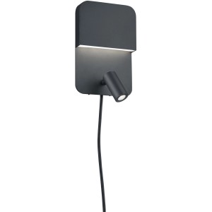 Moderne Trio LED Wandleuchte Luigi in Schwarz matt mit zwei getrennt schaltbaren Lichtquellen.