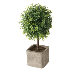 Boltze Topfpflanze Amos, grüne Kunstpflanze im grauen Topf, 26cm hoch.