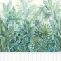 A.S. Création Vliestapete Wallpanel Dschungel Grün mit tropischen Pflanzen und weißer Holzvertäfelung.