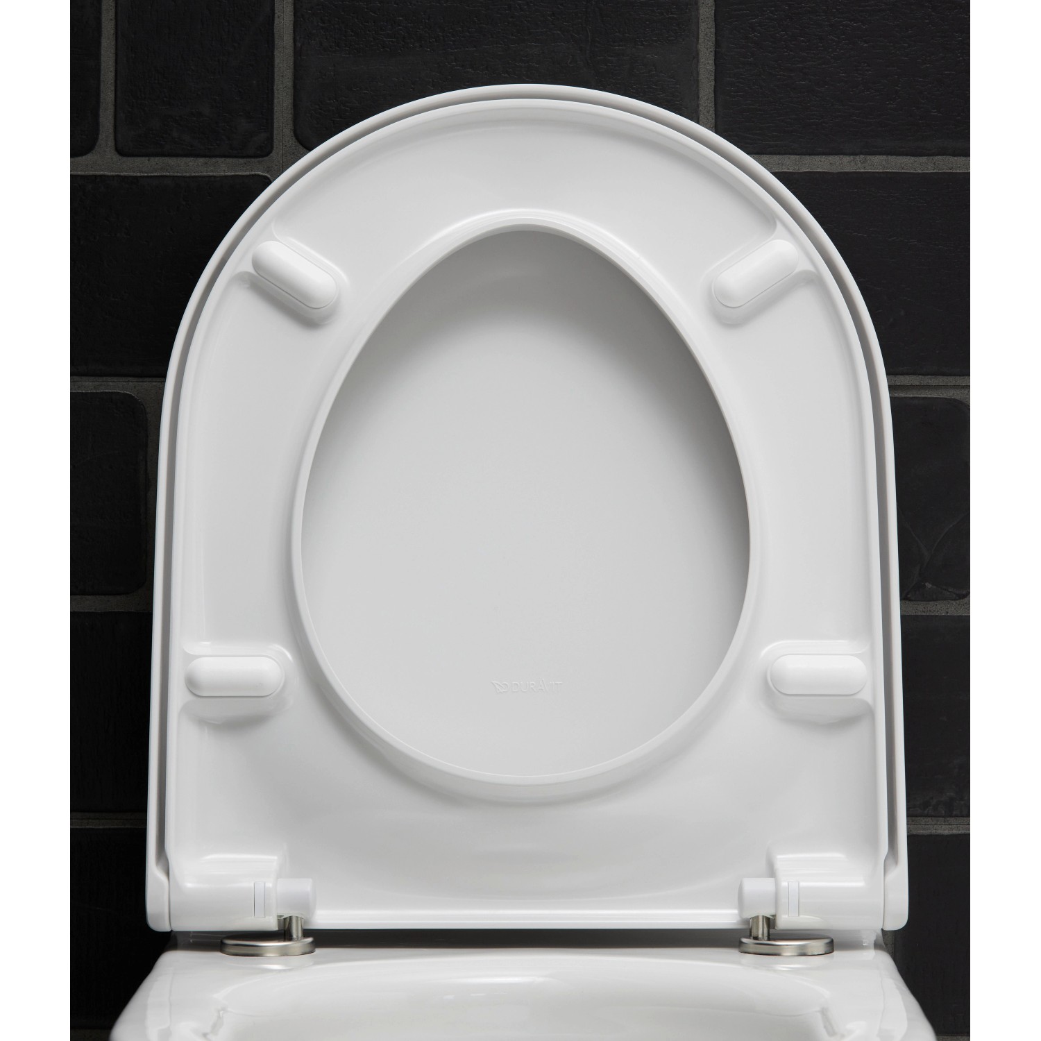 Duravit Wand WC Set Starck 3, weiße Keramik mit offenem WC-Sitz und Absenkautomatik.