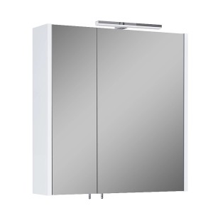 Weißer Roca Spiegelschrank Cheese 2.0, 60 cm breit, mit LED-Leuchte und Steckdose.