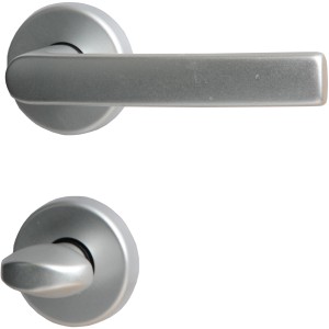 Alpertec Vanda Rosetten-Garnitur für Bad/WC-Türen, Alu F1 silber eloxiert.