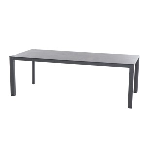 Rechteckiger, titanfarbener Siena Garden Gartentisch Silva, 100x220 cm, mit Aluminiumgestell.