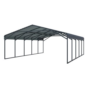Westmann Carport Kopenhagen L aus grauem Metall mit Satteldach. Stabiler Stahlunterstand für 2 Autos, wetterfest.