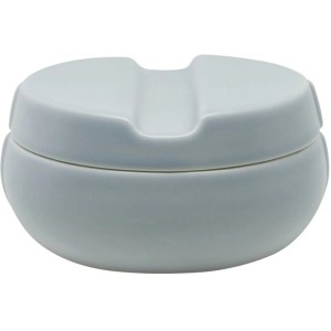 Hellblaue, matte Spirella Aufbewahrungsdose Sense aus Keramik mit Deckel.