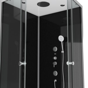 Aurlane Komplettdusche Black 2 Square, 90x90x215 cm mit Kopf- und Handbrause.
