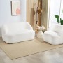 Cremeweißes HOMCOM 2-Sitzer Sofa mit geschwungenem Design und weichem Fleece-Bezug im modernen Wohnzimmer.