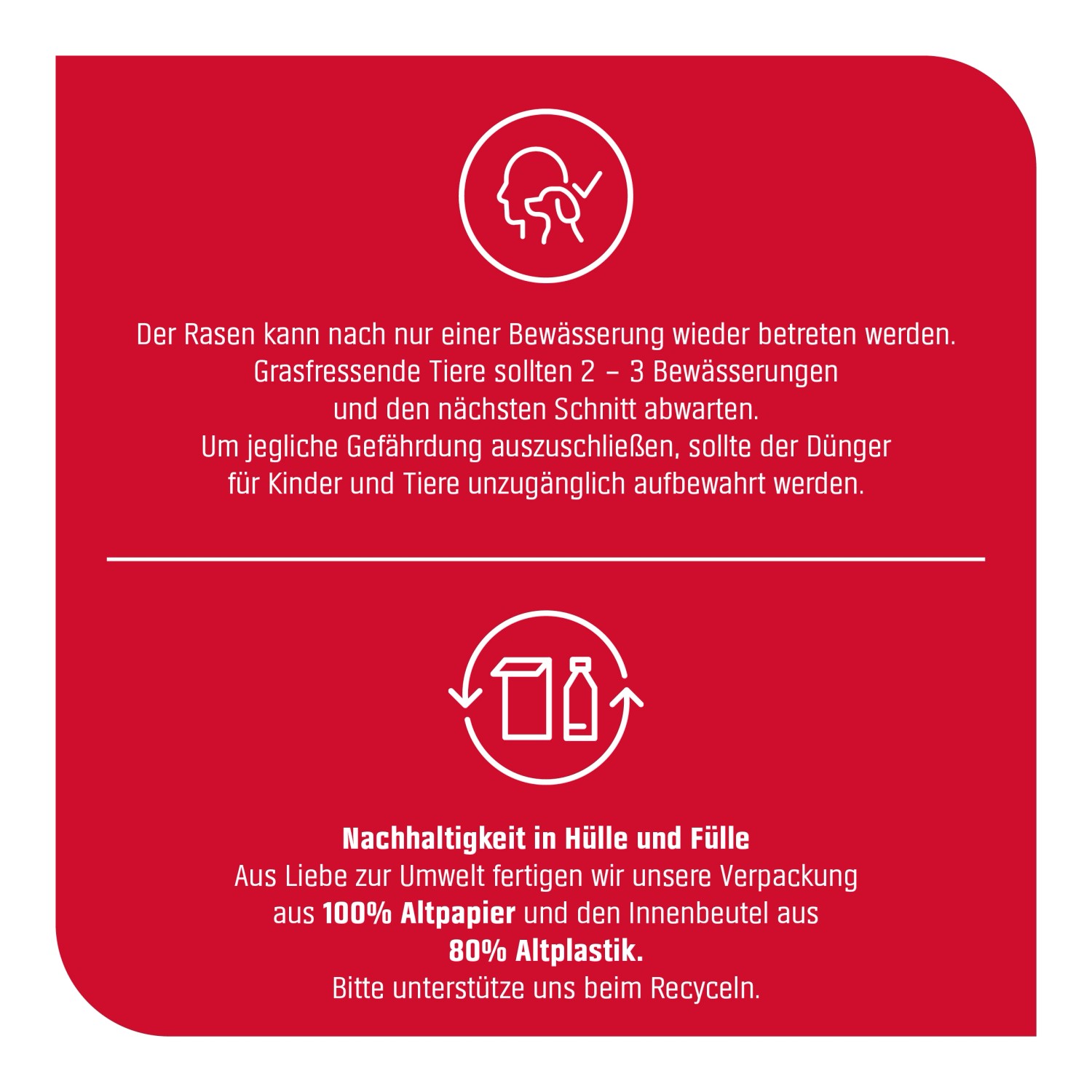 Hinweise zur Anwendung und Nachhaltigkeit des OBI Start Rasen-Düngers.