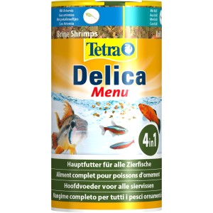 Tetra Delica Menu 100ml Fischfutter mit Mix aus Miniflocken und Naturfuttertieren.