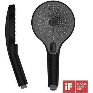 Wenko Duschkopf Ultimate Shower, schwarz/grau, Ø 13 cm, mit verschiedenen Strahlfunktionen.