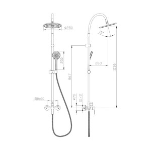 Inter Ceramic Duschsystem 6544 Überkopf Grau-Chrom