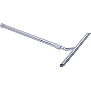 Wenko Teleskop Badezimmerwischer, silberfarben, mit ausziehbarem Arm für streifenfreie Reinigung.