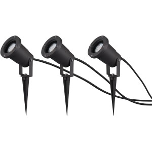 Trio Ubangi Gartenstrahler 3er-Set in Anthrazit mit Erdspieß für stimmungsvolle Gartenbeleuchtung.