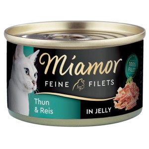 Miamor Katzen-Nassfutter, feine Filets Thunfisch und Reis in Jelly, 100g Dose.