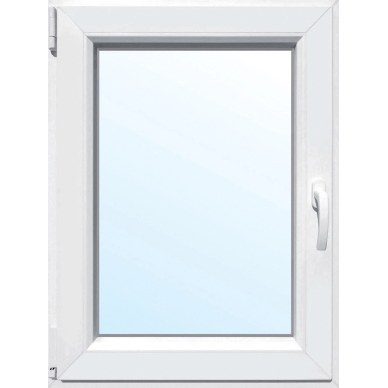 Weißes Kunststofffenster, 1-flügelig, 2-fach Verglasung, 100x100 cm, DIN links.