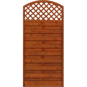 Sichtschutzzaun Element Bordeaux in Teak: Holzzaun mit Kreuzgitter, 180x90cm, für Garten & Terrasse.