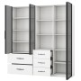 okwish Vitrine mit LED Glasfächern Bücherregal Wohnzimmer 140x40x160cm Weiß_9