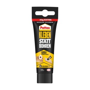 Pattex Montagekleber, Kleben statt Bohren, 50g Tube, weiß. Baukleber für Innen- und Außen.