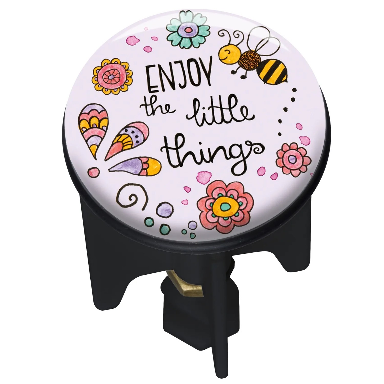 Wenko Waschbeckenstöpsel Pluggy Mod Little Things mit bunten Blumen und Biene.