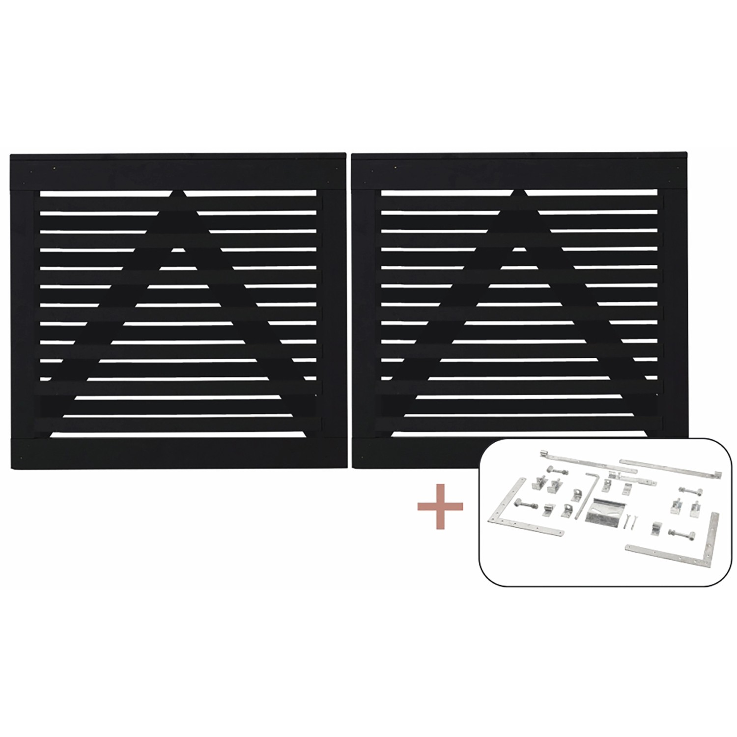 Doppeltor Osaka Nadelholz schwarz, 200x93cm, mit Beschlägen für Gartenzaun