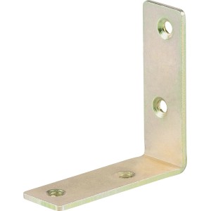 Gelb verzinkter Konstruktionswinkel, 60x60x20 mm, mit Löchern für Schrauben.