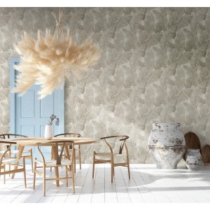 Beige Marburg Vliestapete Avalon Floral mit floralem Muster im Wohnraum.