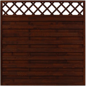 Braunes Sichtschutzzaun-Element Country, 180x180 cm, mit Lattenzaun-Abschluss für Garten & Terrasse.