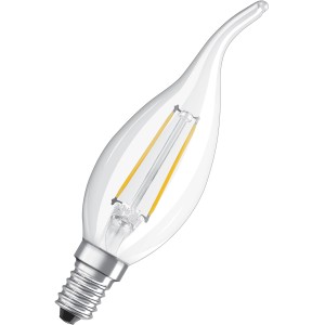 Osram E14 LED Leuchtmittel in Kerzenform, 4W, warmweißes Licht für Wohnräume.