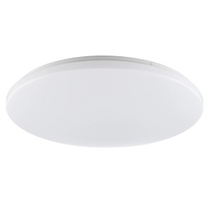 Weiße, runde LED-Deckenleuchte Tribola, 49 cm Durchmesser. Schlichtes Design für Wohnräume.