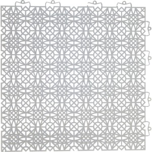 Andiamo Klick-Fliese hellgrau mit filigranem Muster, 38x38cm, 7er Set für Balkon & Terrasse.