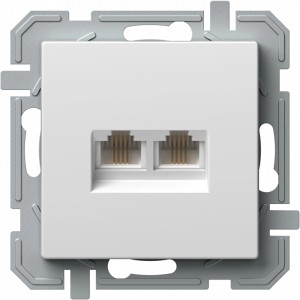 Tem Datendose Logiq Flat, 2xRJ11, polarweiß für Telefonanschlüsse.