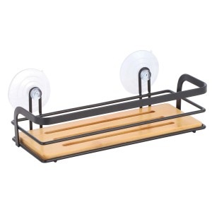 MSV Regal Hiko, schwarz-braun, mit Saugnäpfen zur einfachen Montage im Bad.