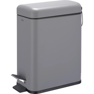 Schmaler, grauer baliv Kosmetikeimer (5 l) mit Tretfunktion für Bad & WC.