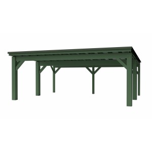Holzbrüder Carport Ralf 42 in Chromgrün-Dornengrün, stabile Holzkonstruktion.