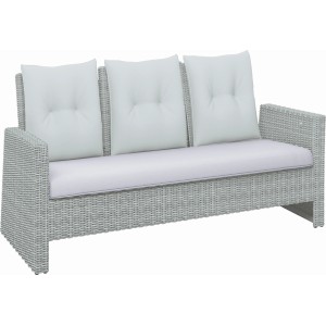Ersatz-Sitzkissen für 3-Sitzer Lounge-Sofa Thompson Cliff, hellgraues Polyrattan mit Kissen.