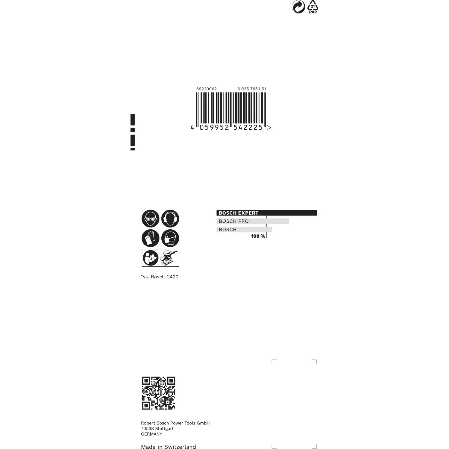 Bosch Expert Schleifblatt C470, 80x133mm, K320, 10 Stück, Zubehör für Schwingschleifer.